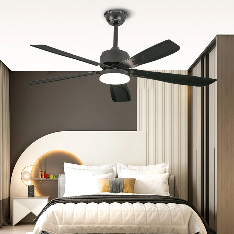 European Style Variable Frequency Fan Light Five Leaf Household Living Room Bedroom Study Large Wind Fan Pendant Light