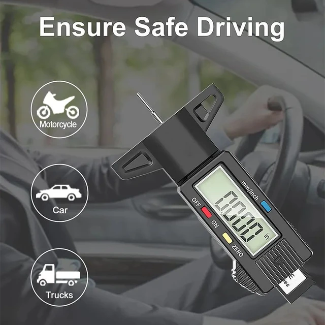 Misuratore Digitale Profondità Battistrada 0-25.4mm - Calibro Per Pneumatici Auto E Moto - Foto 2