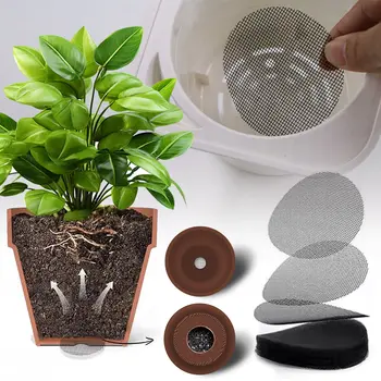 5-size 50/100PCS Round Hole Mesh Pad Flower Pot Prevent Soil Loss for Garden Plant Bonsai Bottom Grid Drainage Hole Screens Mat 1