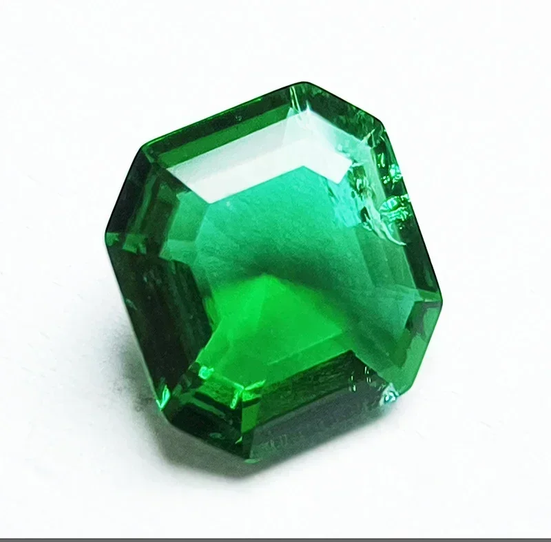 Lab Grown Zambian Emerald Asscher Cutting Hydrothermal Hand Cut with Cracks Inclusions Inside Selectable AGL Certificate