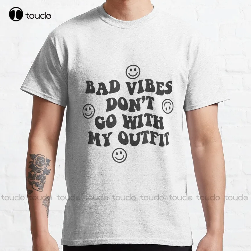 

Классическая женская футболка с надписью Bad Vibes Dont Go, модная необычная забавная футболка для отдыха, модная летняя футболка, Новинка