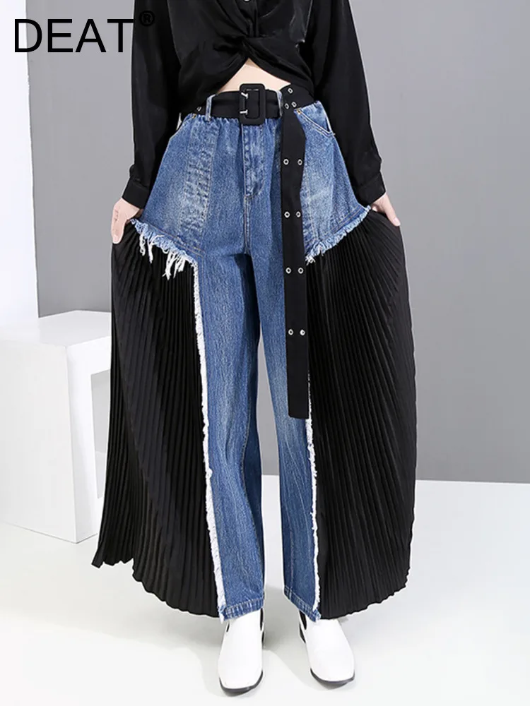 SHENGPALAE Patchwork Denim Jeans For Women High Waist Wide Leg Streetwear  Trousers Felame Y2k Pants 2023 Spring Fashion JR841 - AliExpress