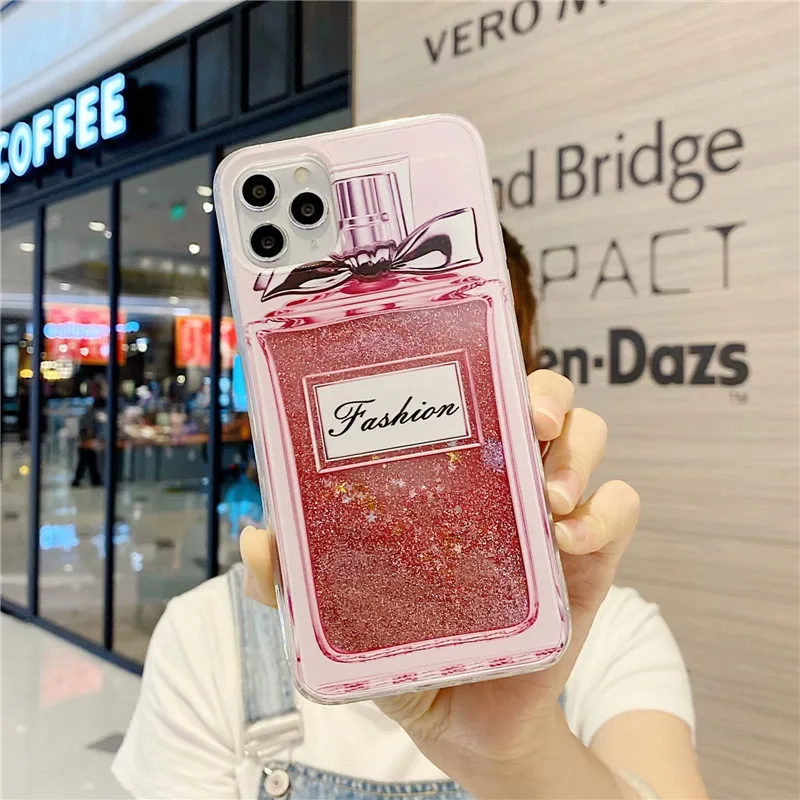 Luxury Paris Fashion Glitter Perfume Bottle Phone Case for iPhone 14 P –