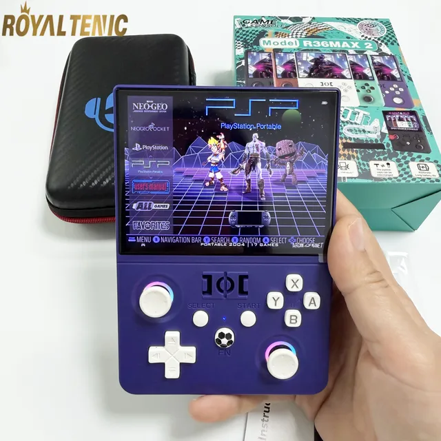 Nouvelle console de jeu portable rétro R36 Max2, système Linux, écran IPS de 4,5 pouces, 64G/128G, lecteur de poche portable, 18000+ jeux intégrés 1