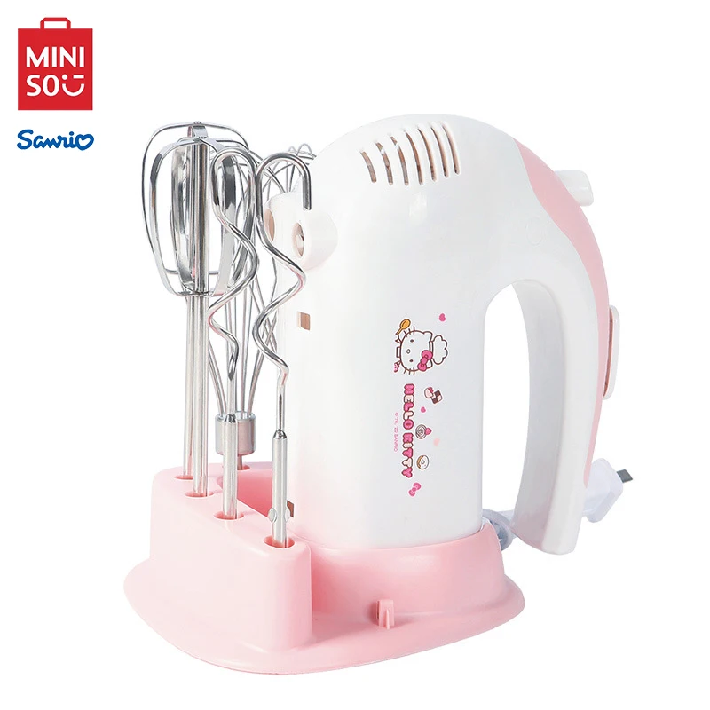 

MINISO Hello Kitty Hand Blender 300W Stainless Steel Cartoon Kawaii Powerful Electric Whisk Cute Cream Blender Portable Kitchen