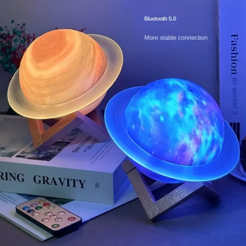 Saturn Ring Bluetooth Speaker Planet Light Desktop Night Light Creative Decoration Birthday Gift Subwoofer Portable Sound System