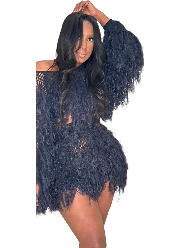 Wmstar Women Two Piece Dress Sets Long Sleeve Top and Tassel Skirts Elegant New Style Matching Outfits Wholesale Dropshipping