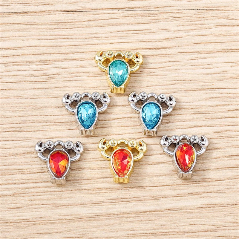 5 Stück 11 x 10 mm niedliche Mini-Kristalllegierung, Krabben-Charms-Anhänger für Schmuckherstellung, Tropfen-Ohrringe, Halsketten, Armbänder, Zubehör, Geschenke – Detail 7