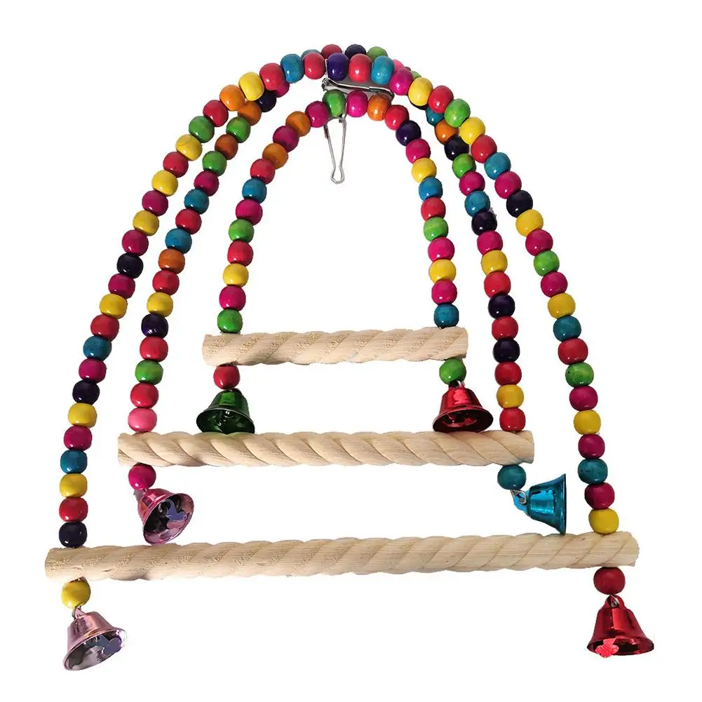 Bird Parakeet Toys Swing Hanging Standing Swing Toy Hanging Toy Bird Cage Colorful Toys for Parakeet Conure Cockatiel Finches