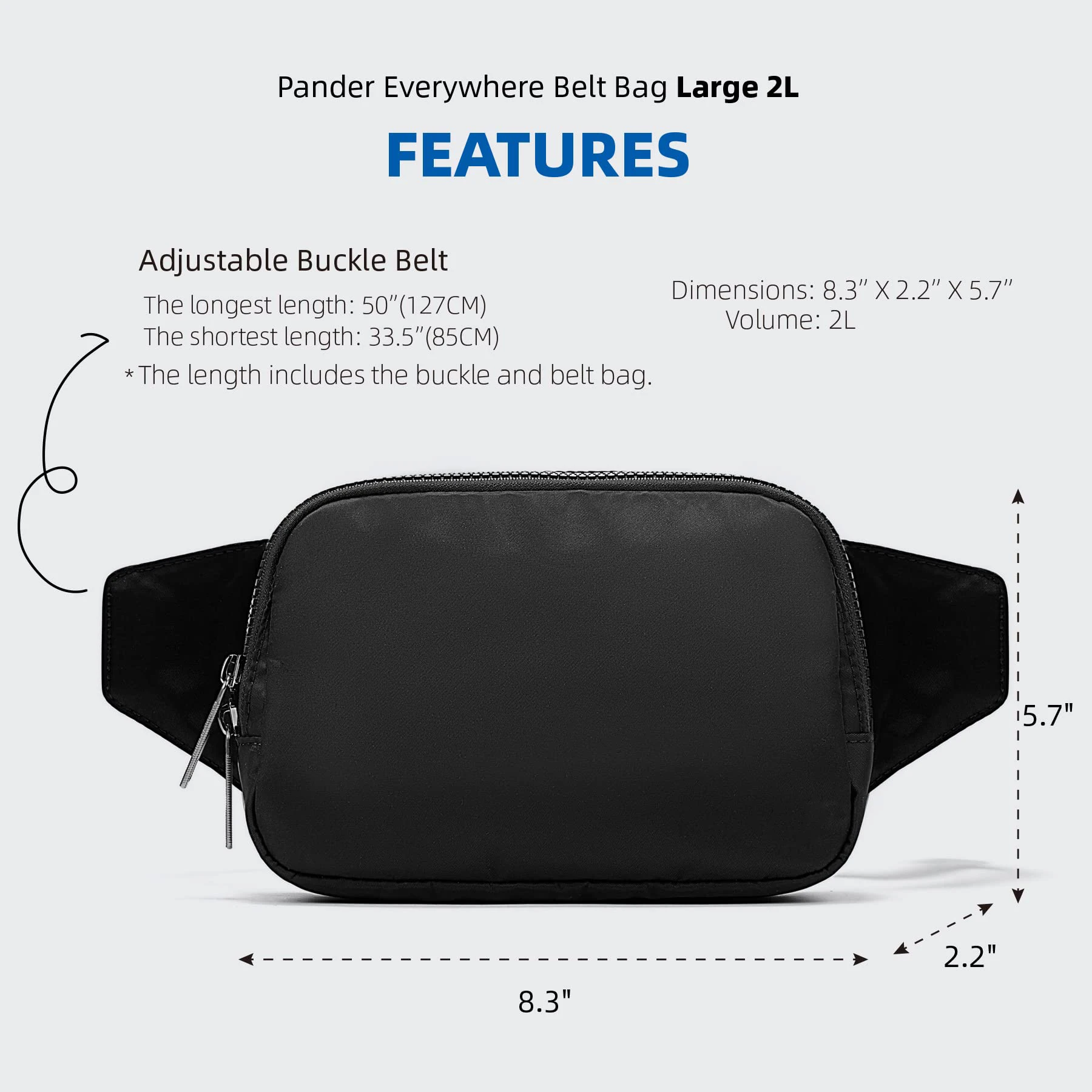 Belt Bag Large 2L, Everywhere Fanny Pack Purse for Women Everywhere Belt Bag Fashion Waist Packs with Adjustable Strap 6