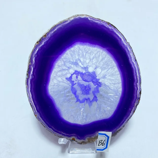 Natural crystal AGATE SLAB Geode Slice Crystal Mineral Energy Stone Healing Home Decoration Gift B6    36g    80mm