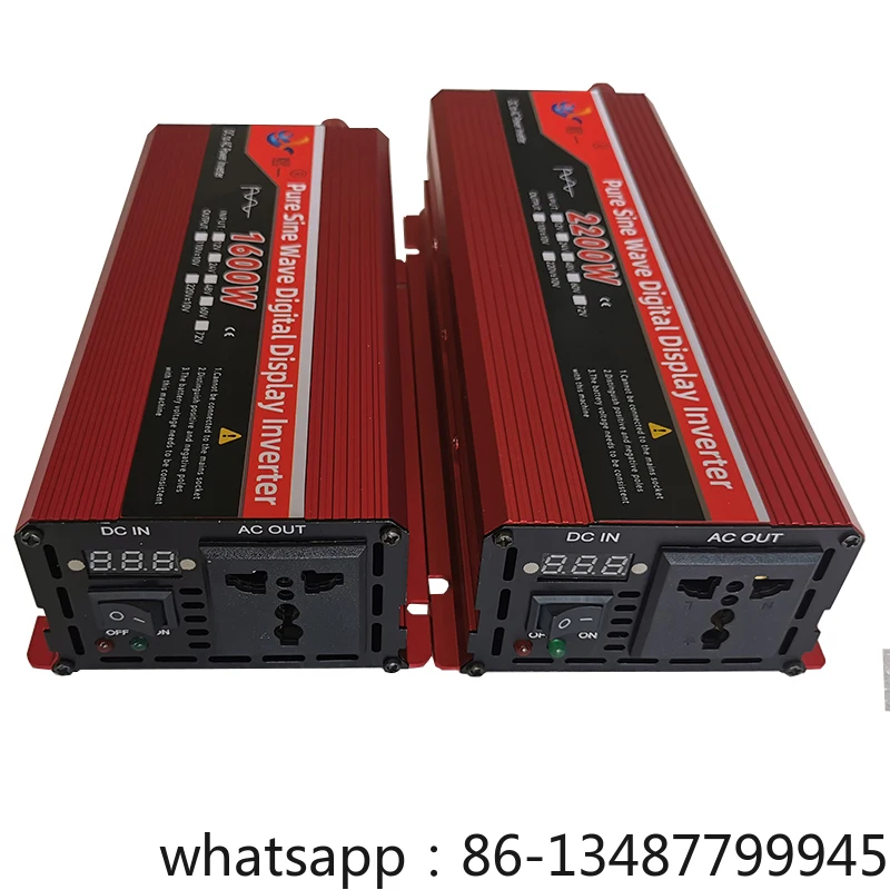 순수 사인파 전력 인버터, DC 12V, 24V, 48V, 60V-AC 110V, 220V 전압, 50Hz, 60Hz, 1600W, 2200W 커넥터, 자동차 인버터