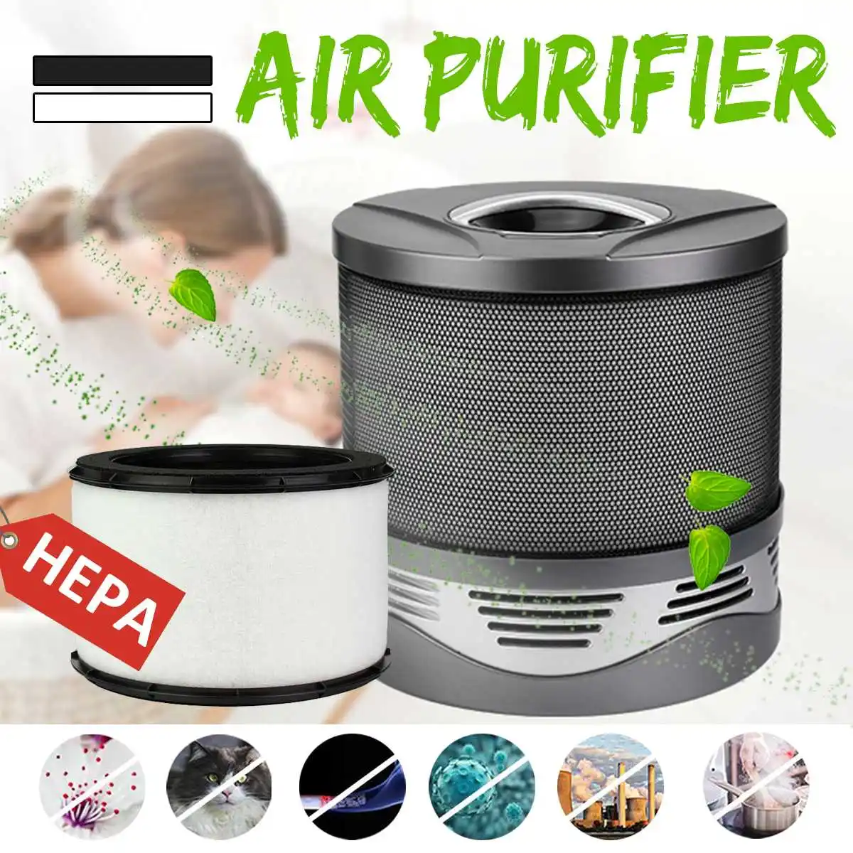 

Air Purifier For Home True HEPA Filters Compact Desktop Purifiers Filtration Dust PM2.5 Remover Air Cleaner Mini Ionic Purifiers
