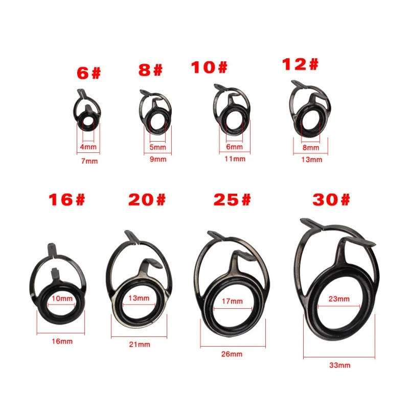 Fishing Rod Eye Ring 8pcs/set Stainless Steel Ceramics Bait Casting Rod Guides Building Repair Fishing Line