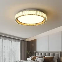 Plafonnier moderne de luxe en cristal, anneau lumineux doré, décoration intérieure pour chambre et salon, luminaire LED réglable 3