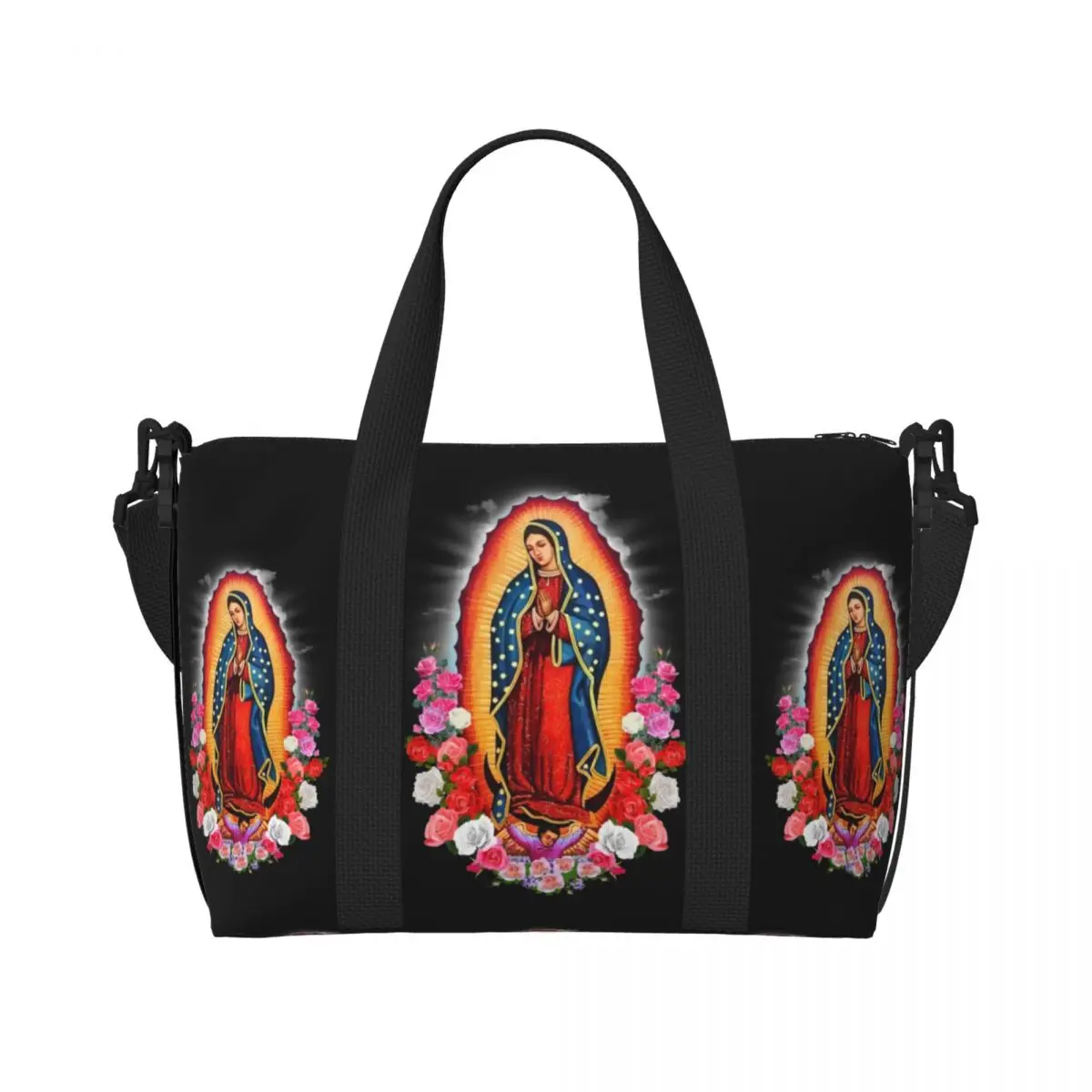 Virgin Mary Of Guadalupe Tote Bag Women Big Capacity Mexico Catholic Saint Beach Gym Travel Bags