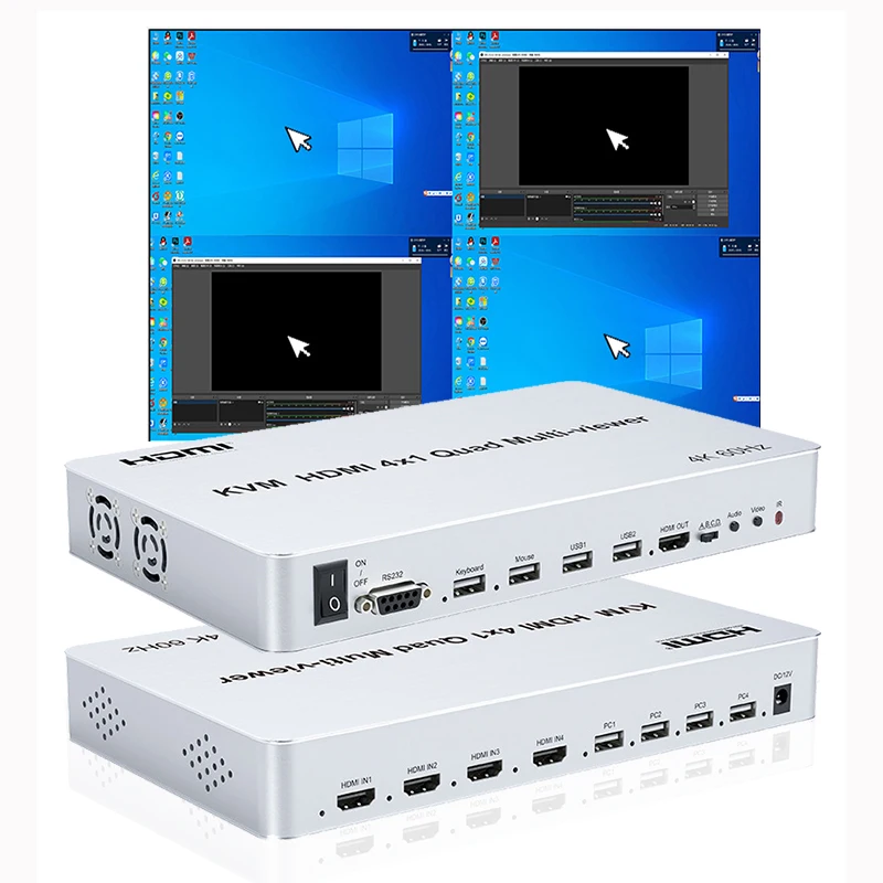 Switch Kvm Hdmi 4K 60Hz 4 Porte Hdmi 4X1 Quad Multi-Viewer Usb Pc Computer Switch Kvm Tastiera Controllo Mouse Per Laptop Ps4 Xbox