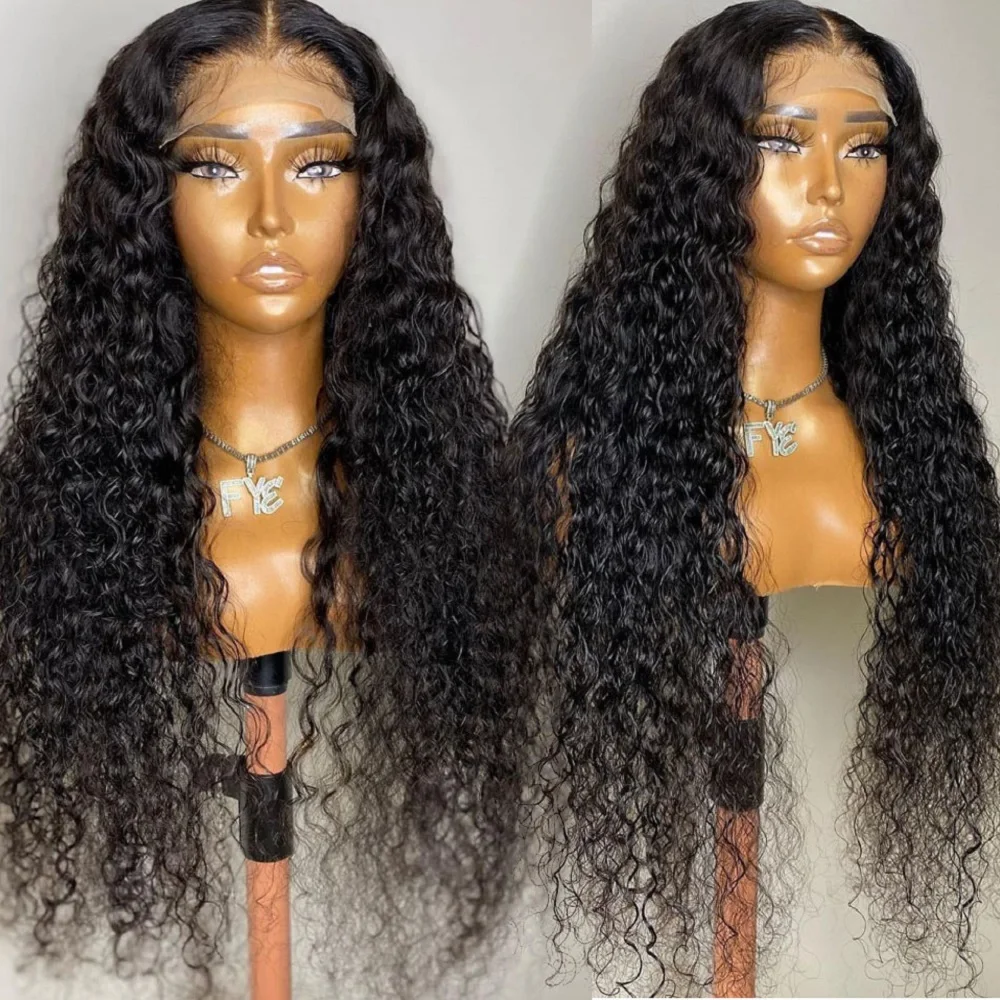 

Soft Long 26 inch 180Density Kinky Curly Natural Black Color Lace Front Wig For Women With BabyHair Preplucked Daily Cosplay