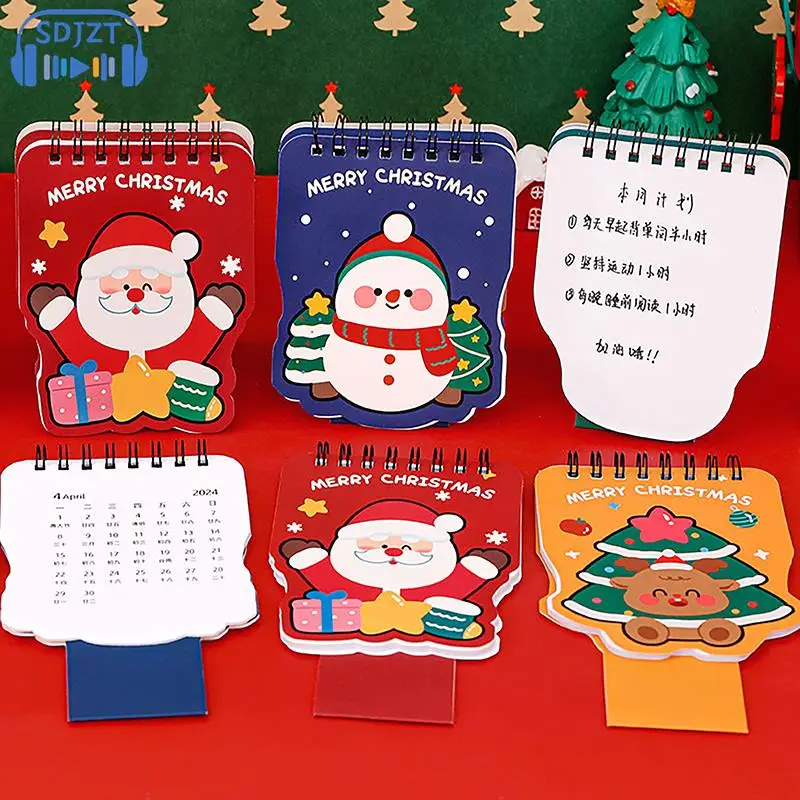 

2024 Student Desktop Mini Christmas Calendar Cute Cartoon Check-in Calendar Kawaii Notepad School Office Stationery Supplies