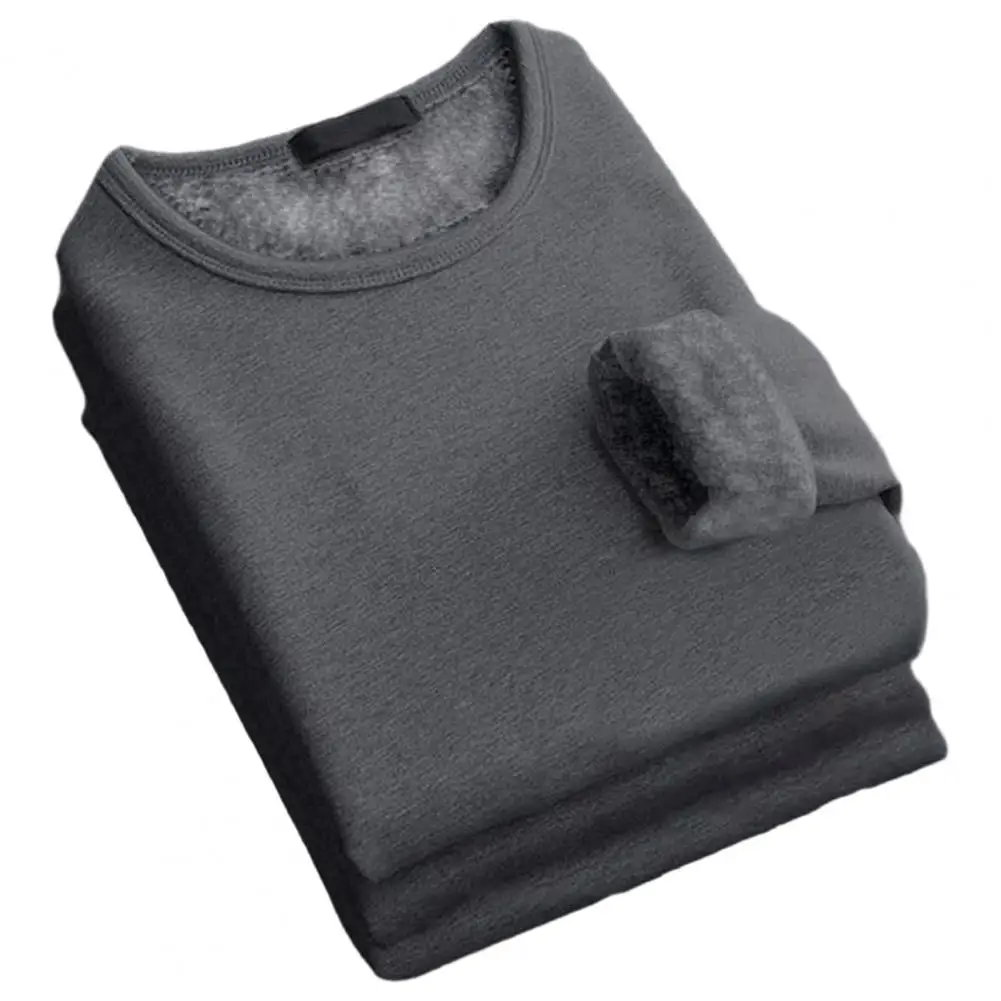 

Осенне-зимнее плотное теплое нижнее белье большого размера, Мужской Топ с длинным рукавом и добавлением бархата, подходящая ко всему футболка, мужской однотонный пуловер, футболки