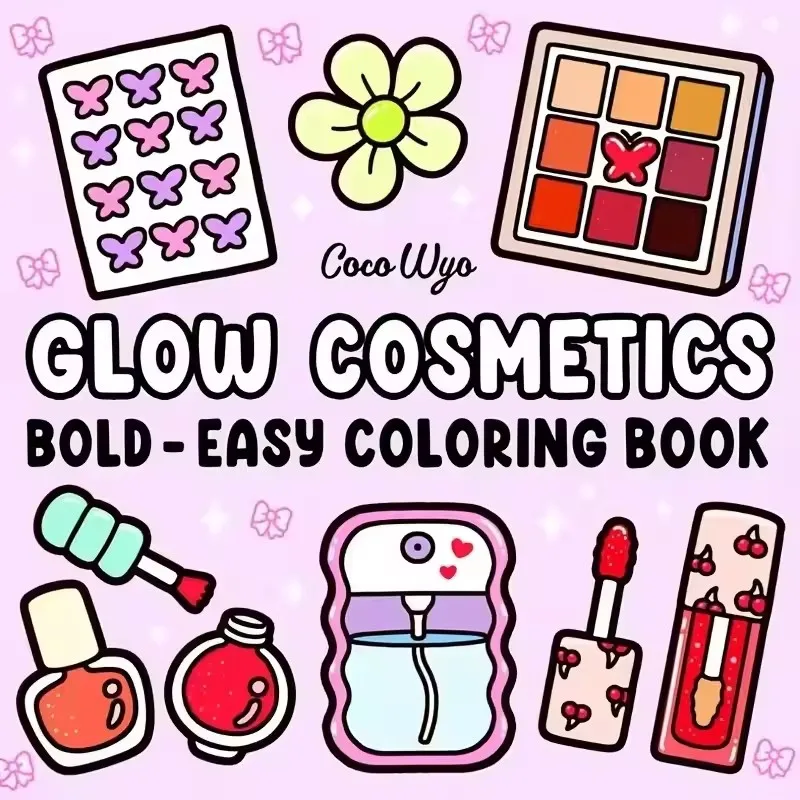 Glow Cosmetics Bold & Easy Coloring Book for Adult and Teen Makeup Theme Graffiti Painting Book for Friends Holiday Perfect Gift 2
