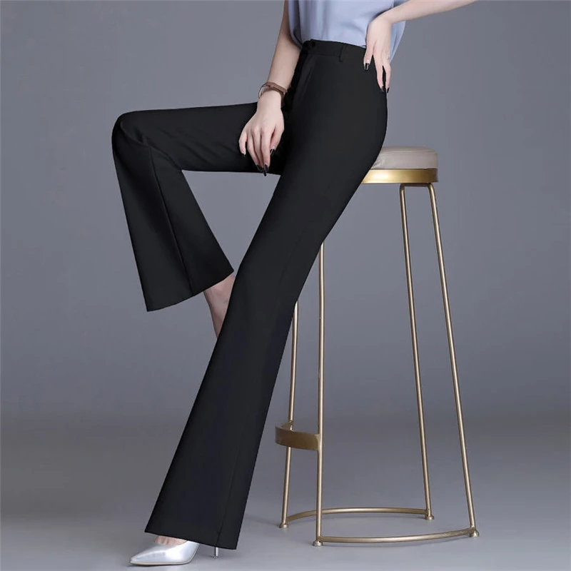 baggy jeans Office Lady Slim White Flare Pants Basic Solid Work Bell Bottom Pants Women Spring New Arrival High Waist Suit Trousers Female adidas pants