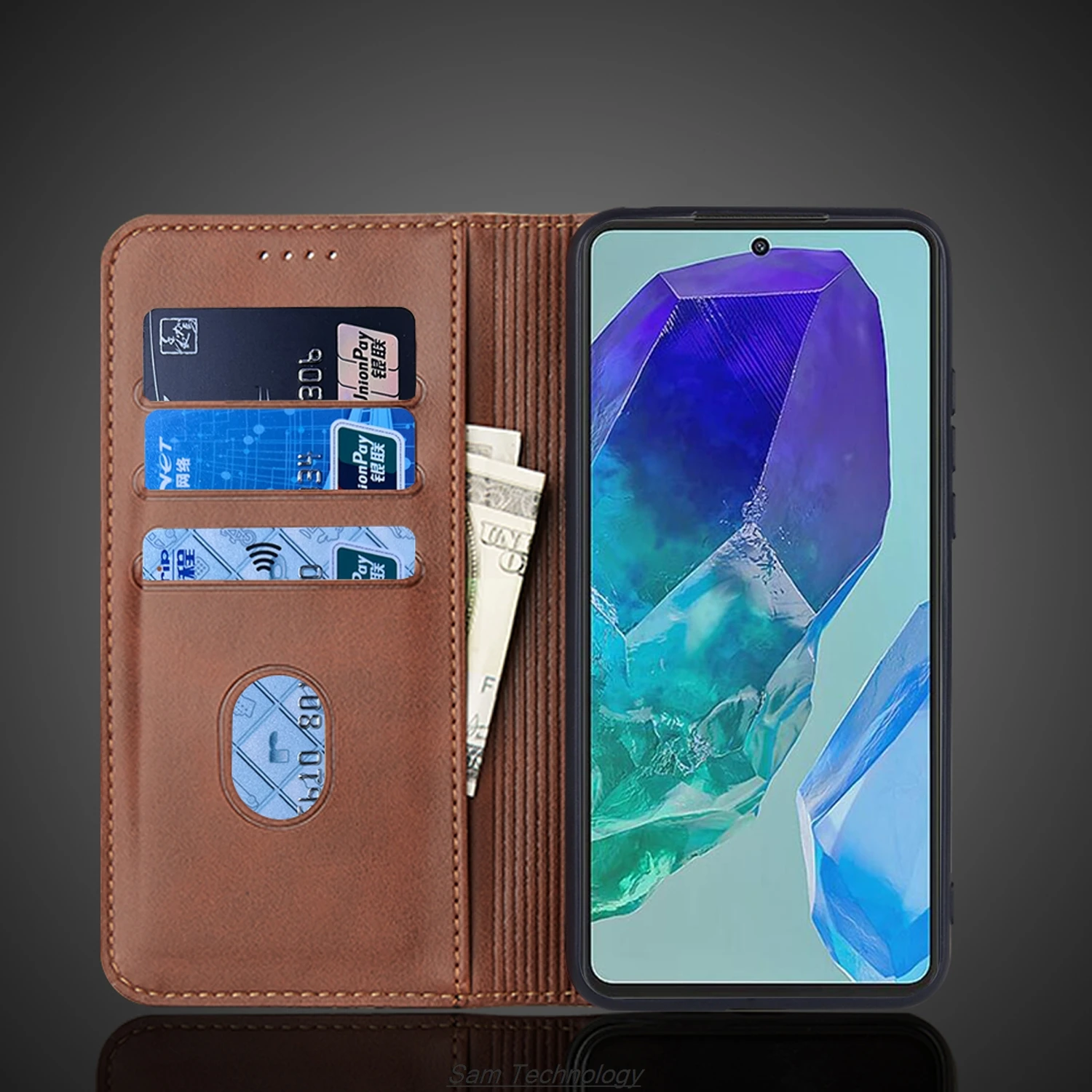 Magnetic Attraction Leather Wallet Phone Case - Holster Flip Cover