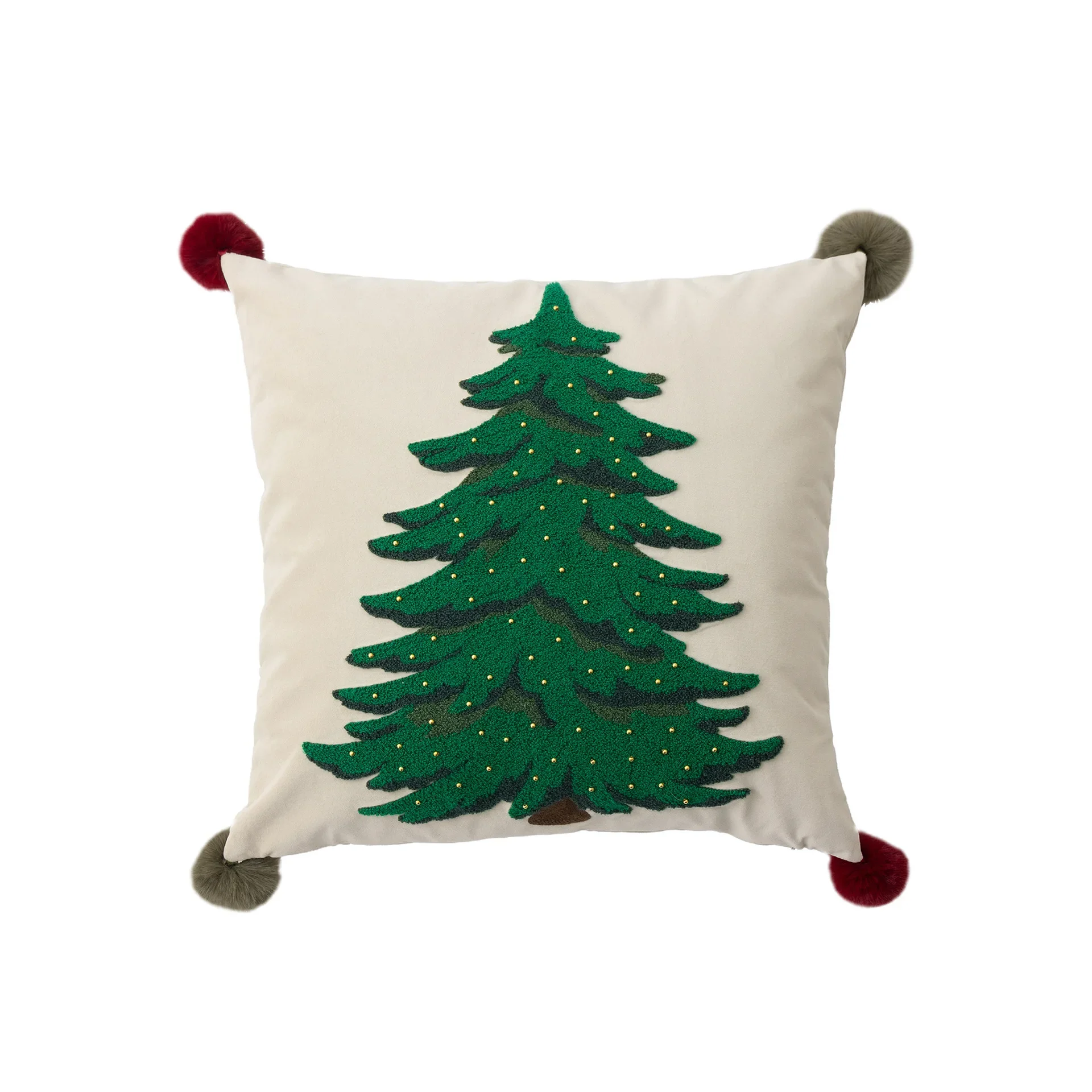 Set di 2 federe per cuscini natalizie, albero di Natale verde e