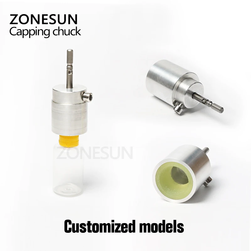 Perfume Bottle Capping Tool ZONESUN capping Machine chuck cap for capper 28-32mm 38mm 10-50mm round plastic bottle with security ring silicone capping