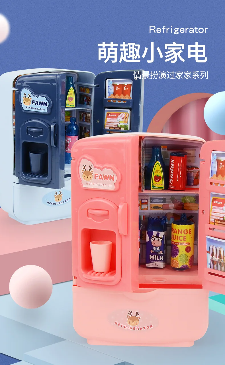 Mini porta dupla brinquedo frigorífico, simulação jogo casa, casa de boneca,  role play, presentes de aniversário para crianças, menina, 39pcs -  AliExpress