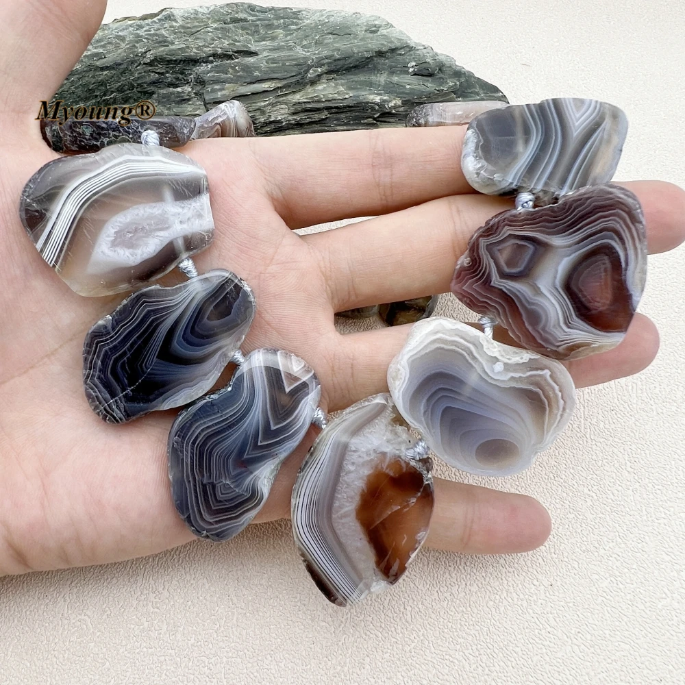 

17Inchs Graduated Irregular Natural Botswana Brown Lace Agates Slice Beads For DIY Choker Necklace Making MY230950