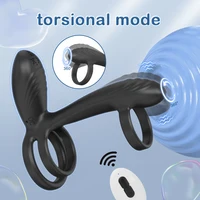 Fernbedienung Dual Penis Ring Vibrator für Männer Verzögerung Zeit Prostata-massagegerät Cock Ringe Verdrehen Vibrierende Sex Spielzeug für Männer 4