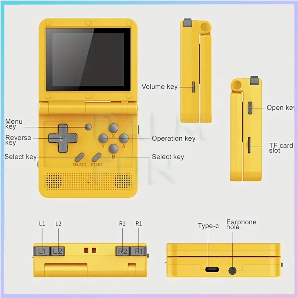 64GB Jaune Console de jeu V90 Dehors, lecteur de jeu vidéo rétro