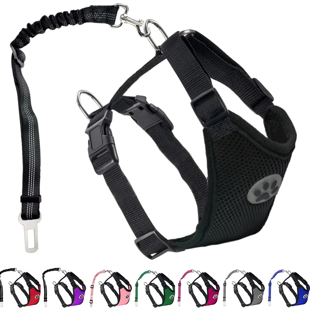 Dog Seatbelt Harness Pet Seat Belt Double Breathable Mesh Cloth
