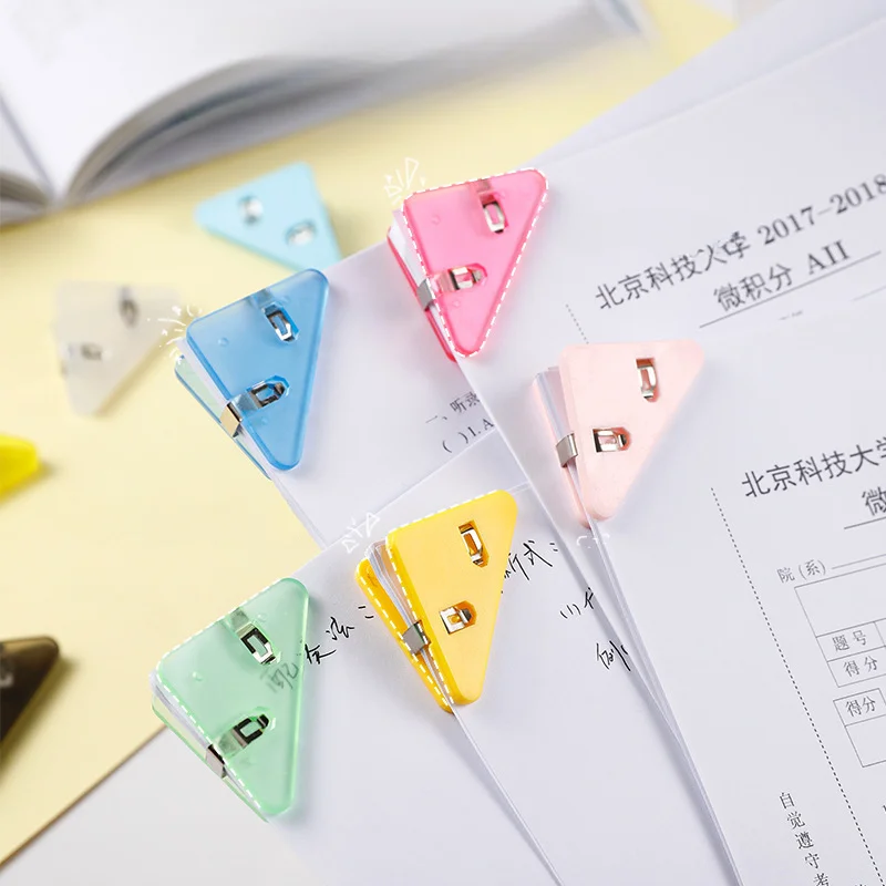 10-50Pcs Office Organizer Triangle Clip Bill Book Paper Binder Corner Clips Office Desktop Document Invoice Stationery Organizer