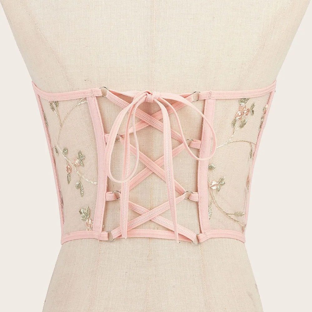 

Корсеты женские сетчатые прозрачные, укороченный топ пуш-ап на завязках, утягивающий винтажный корсет с поясом