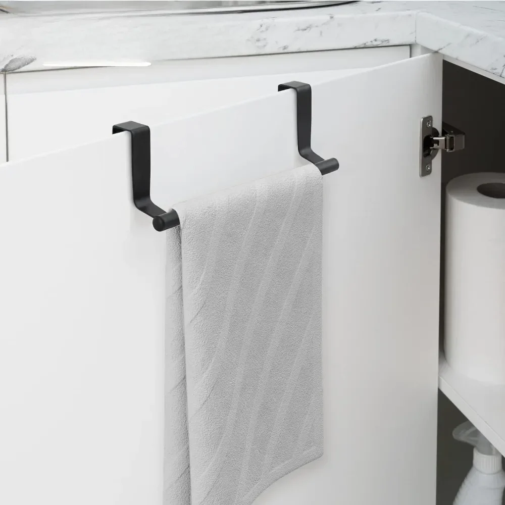 TOP Selling 1PCS Silvery Black Towel Rag Shelf Hanger Towel Rack Over Door Bar Hanging Holder Stainless Steel Bathroom Kit