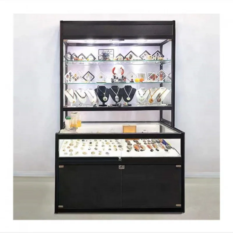 custom Modern Retail Store Shop Product Shoe Jewellery Jewelry Glass Display Cabinet Showcase Racks Stands Countertops for jewe