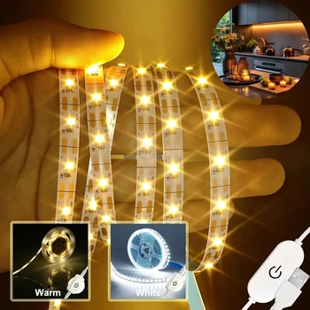 USB Touch Light USB Light Strip 5V SMD3528 30LED Dimmable Flexible Lamp Adhesive Tape Christmas DIY Halloween Holiday Decoration