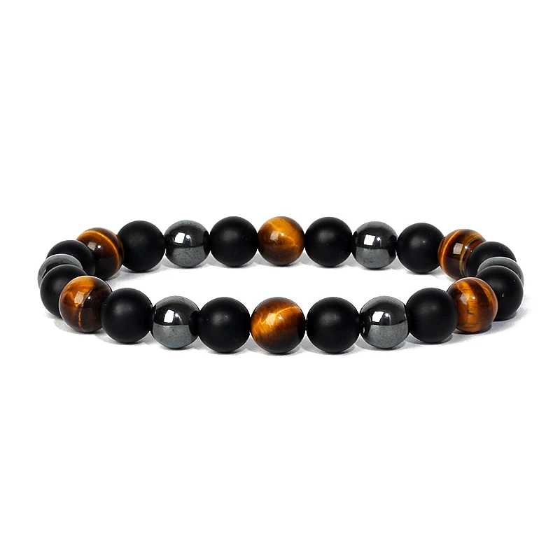 Natural Triple Protection Health Bracelets Women Black Obsidian Hematite Tiger Eye Beads Bracelets Men for Magnetic Soul Jewelry