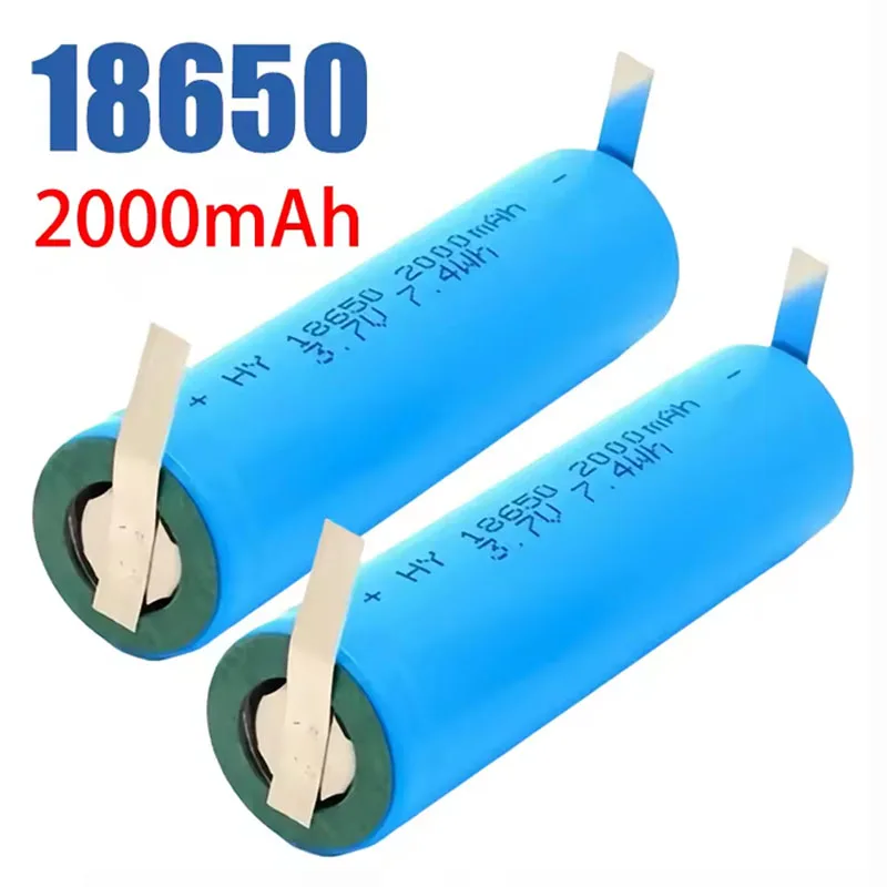 Batteria al litio ricaricabile 18650, 3,7 V, 2000 mAh, con foglio di nichel saldato, utilizzata per torce elettriche, cuffie, radio - immagine 3