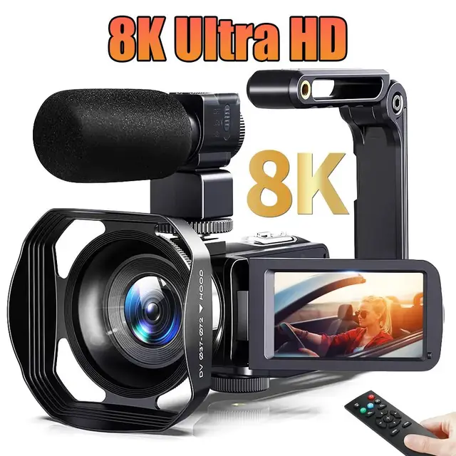 8K HD Video Camera 3 Inch LCD Touch Screen 18x Digital Zoom Camera Recorder Ultra HD WIFI Portable Recording Camcorder