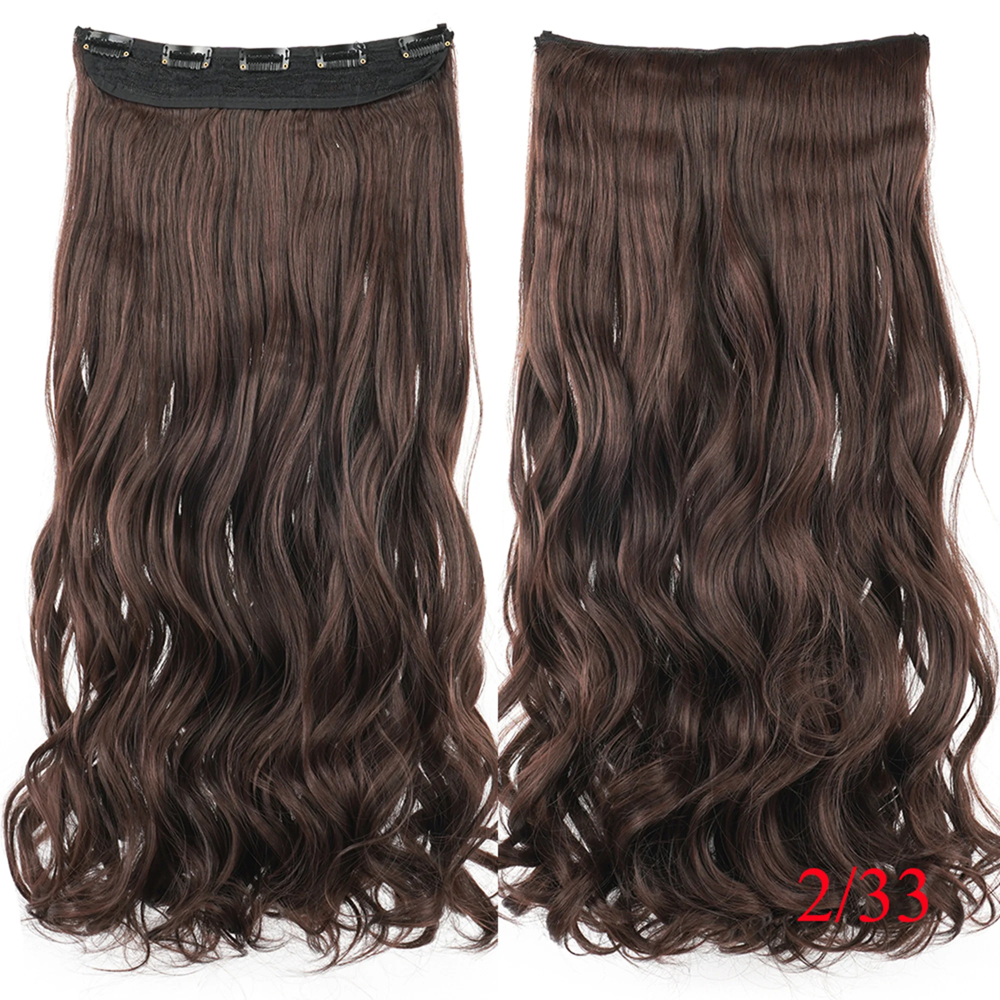 28'' 160g Capelli sintetici lunghi spessi ondulati grigi Clip in estensioni per capelli Un pezzo Capelli sintetici Clip in estensioni per donne_voghion.com