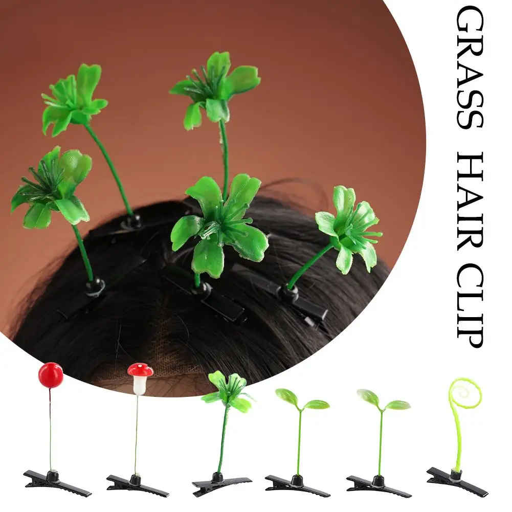 

5Pcs Funny Plant Hair Clips Kawaii Cute Grass Bean Cherries Mushrooms Kids Girls Hairpin Simulation Headwear Hair Accessories
