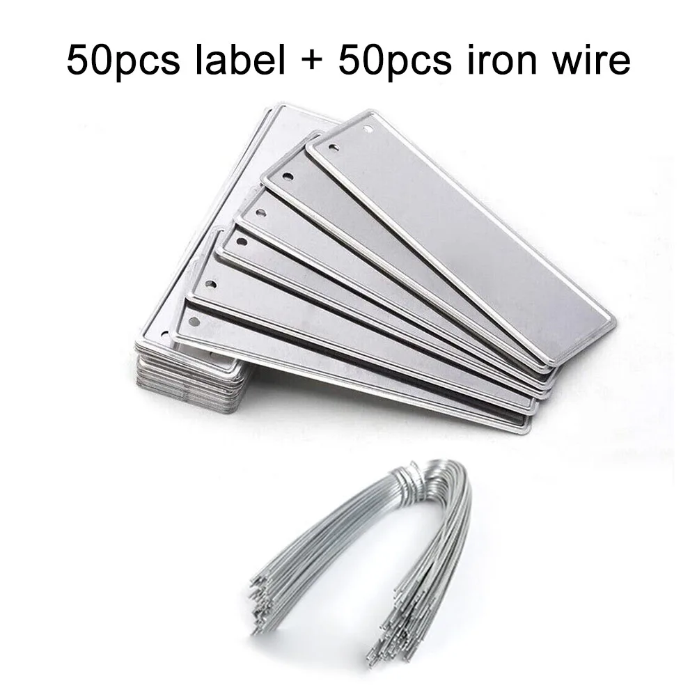 50 Stück Aluminium-Pflanzenetiketten, doppelseitige Metalletiketten, Baum-ID-Tag, wasserdichter Eisendraht, Kinderzimmer-Gartenetiketten, Bonsai-Schild-Tag – Detail 4