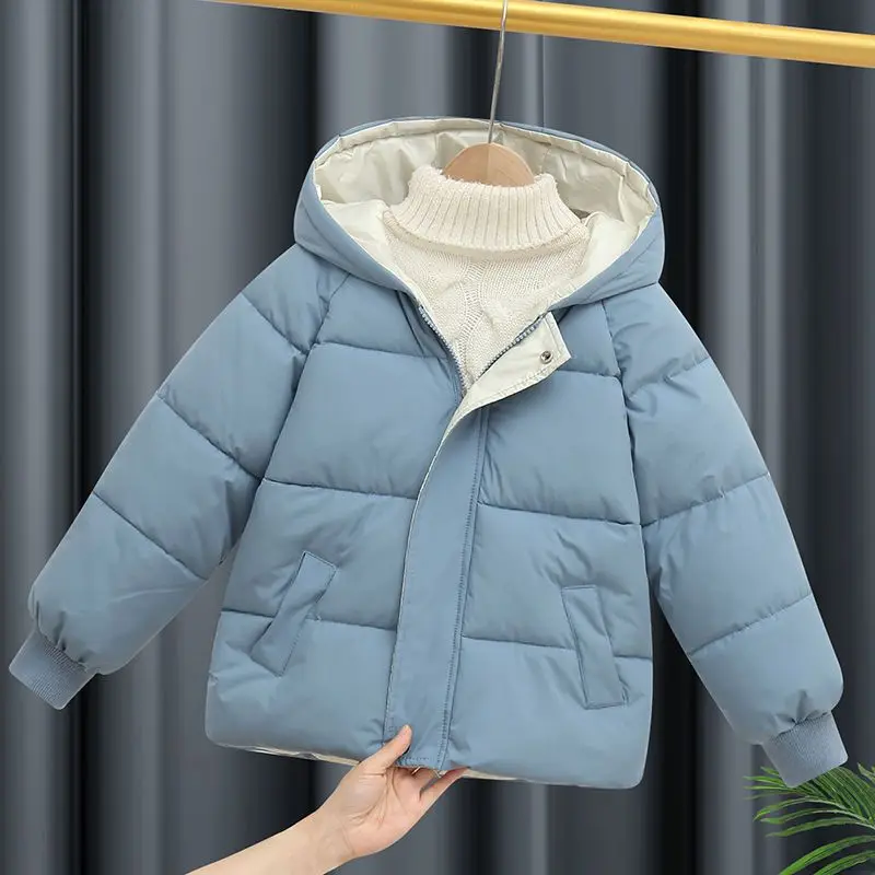 

Children's Down Cotton-padded Jacket Winter Men's and Women's Cotton-padded Jacket Padded with Velvet To Keep Warm.