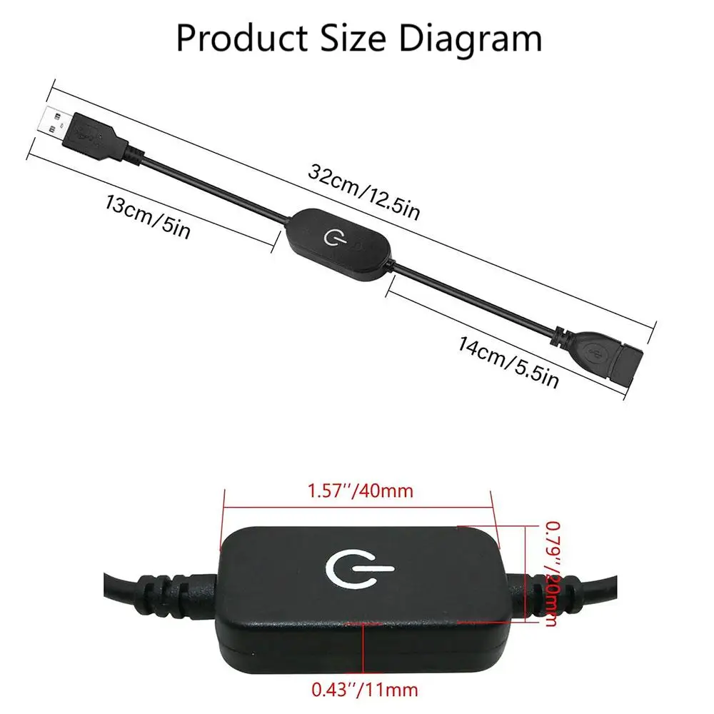 USB Cable Switch 28cm USB A Male to A Female Extension Extender Black Cable With ON OFF Switch USB 5V Touch/Knob Dimmer Switch led dimmer switch smart light switch smart dimmer switch led strip switch led string dimmer led dimmer controller lamp dimmer