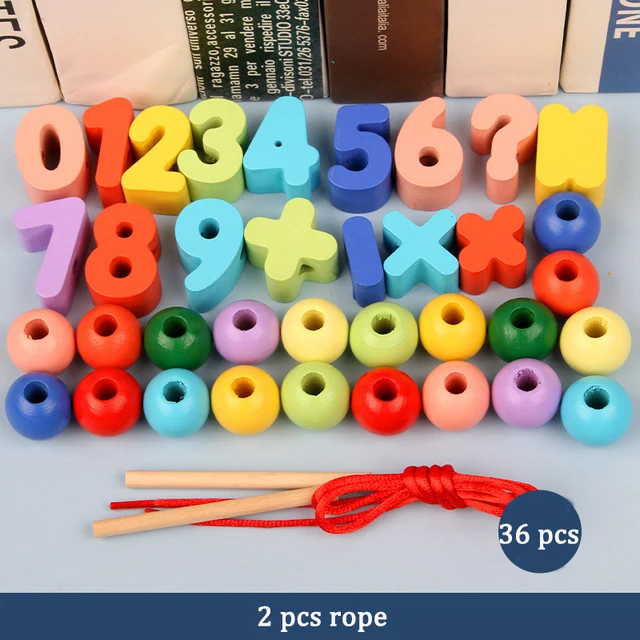 Primary Lacing Beads Educational Montessori Stringing Toy Autism Toys Toddlers Kids Preschool Children Training Gifts 12