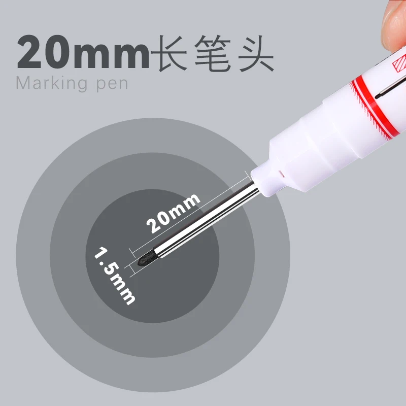 금속 천공 펜에 대 한 20mm 깊이 긴 펜촉 헤드 마커, 방수 욕실 목공 장식 다목적, 3 피스