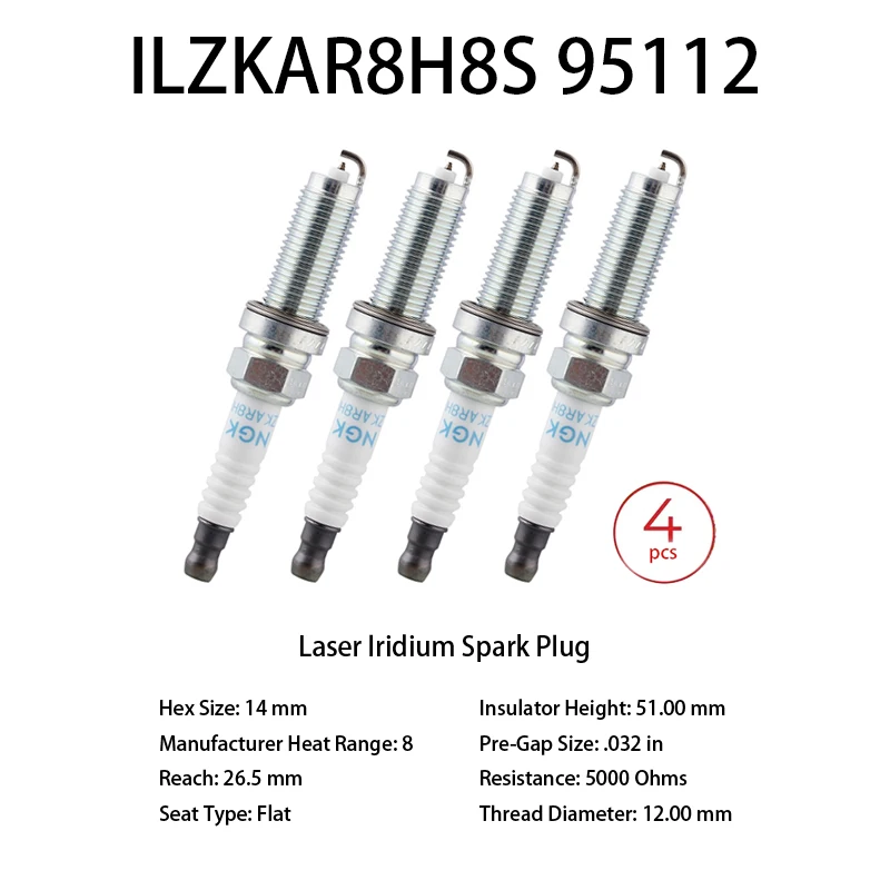 

4pcs Original Spark Plug ILZKAR8H8S 95112 Suitable For 10th generation Civic FK7/FC1 L15B7